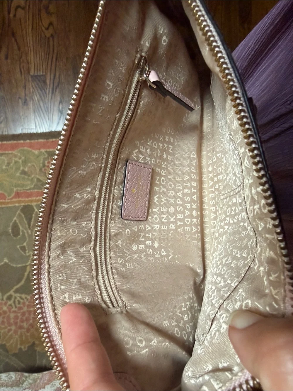 kate spade Pale Pink Pebbled Leather Chain Shoulder Bag